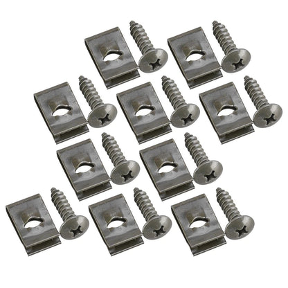 20 x Car Bumper Inner Fender Wheel Bolt Screws & U Groove Clips