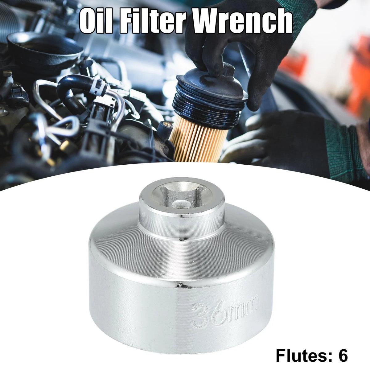 36mm Oil Filter Wrench Cap Socket for Benz, BMW, Audi, VW, Ford