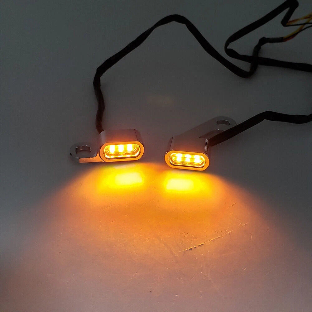 Mini LED Turn Signal Indicator Amber Light for Motorcycle Handlebar Kit