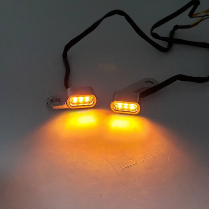 Mini LED Turn Signal Indicator Amber Light for Motorcycle Handlebar Kit