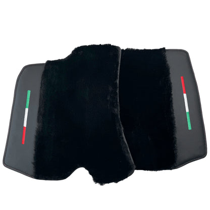 Black Sheepskin Floor Mats for Ferrari Roma (2021-2023)