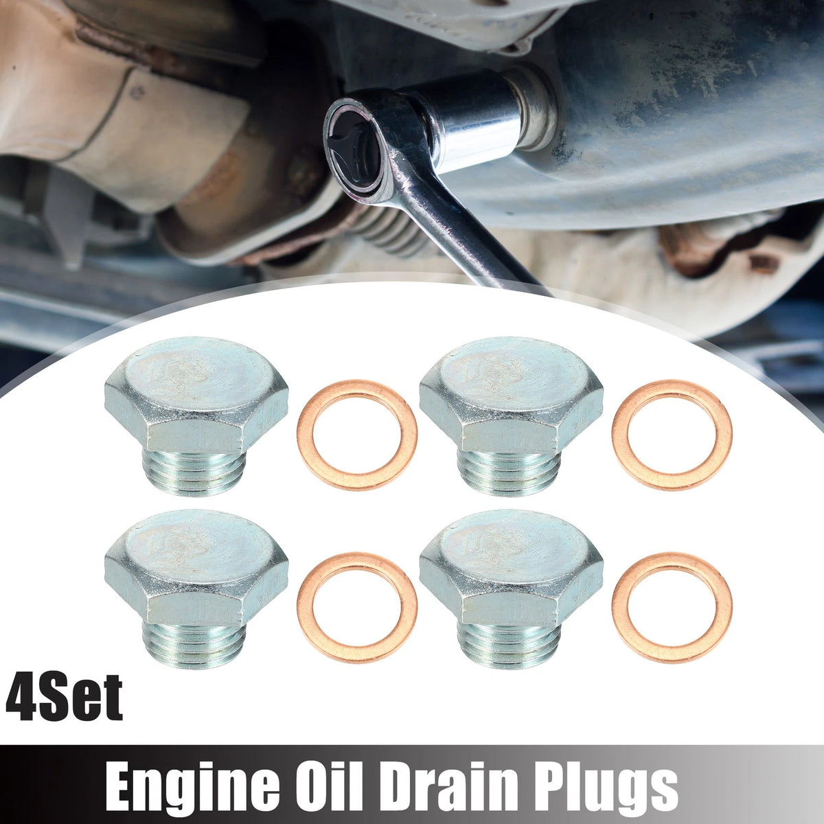 M14x1.5 Car Oil Drain Plug with Washer 4x for Buick Silver Tone