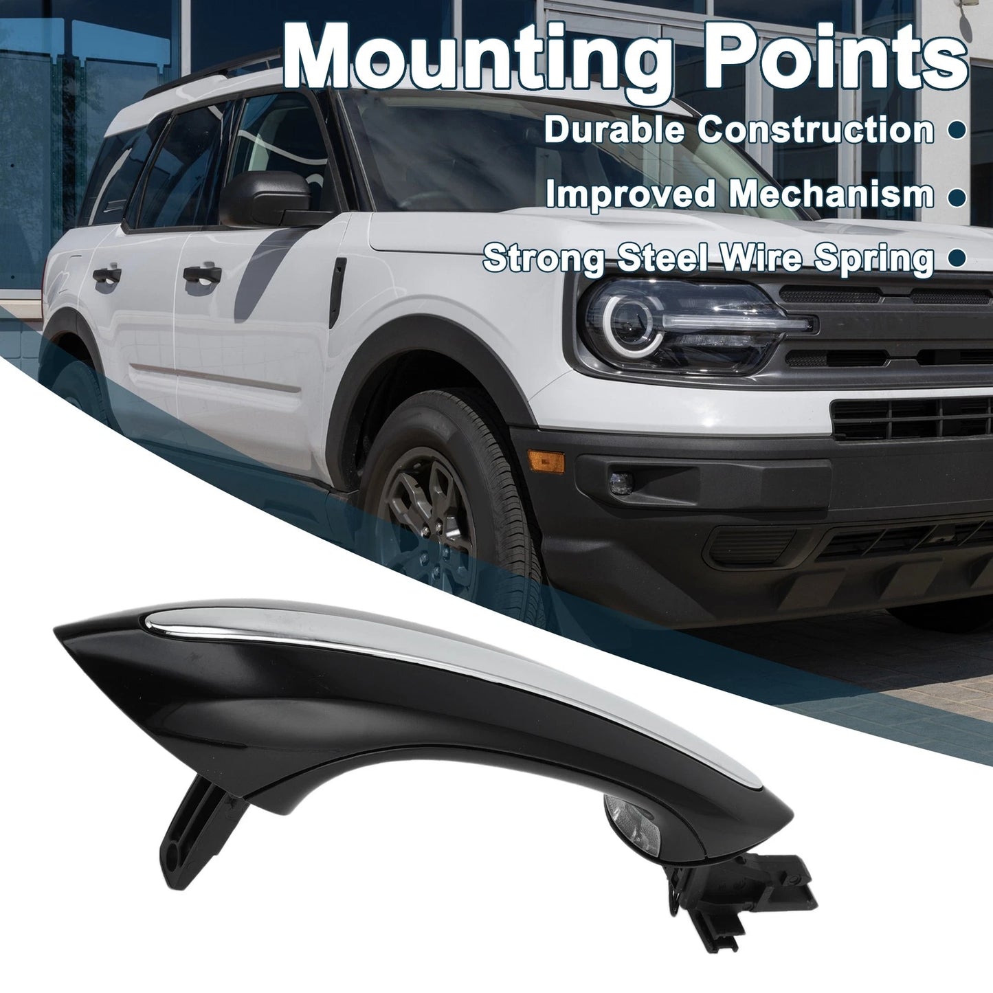Exterior Door Handle for BMW F07 F10 (2010-2017) Rear Left Black Silver Tone