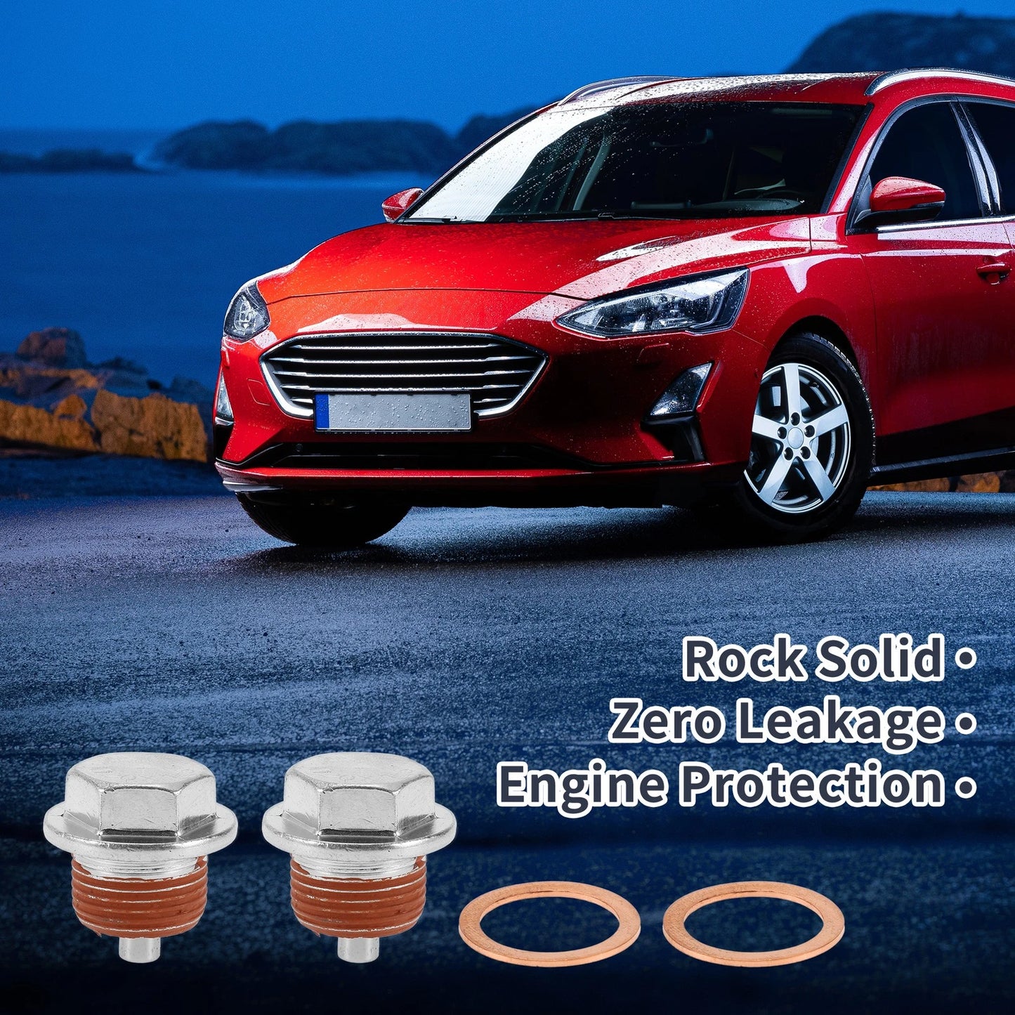 2 x Set M20x1.5 Copper Oil Drain Plug With Gasket for Car/Motorcycle Silver Red