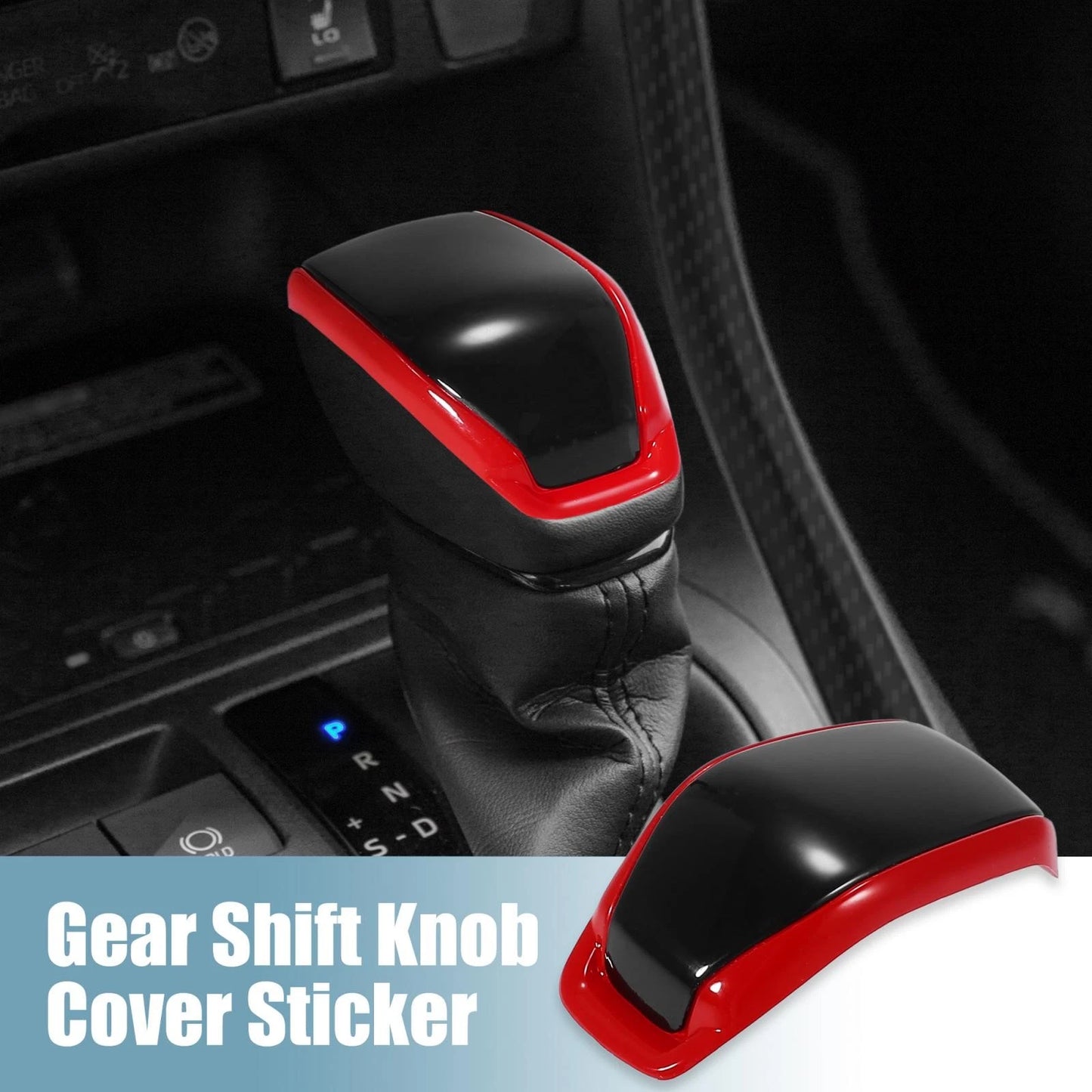 Gear Shift Knob Cover Sticker for Toyota RAV4, Highlander 2019-2021 Black Red