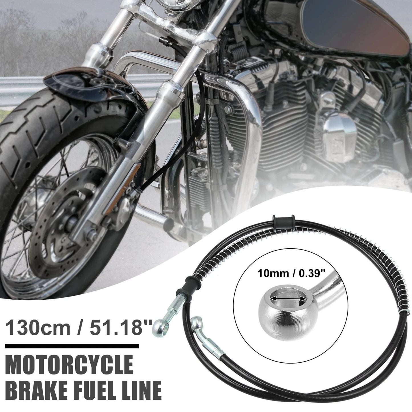 Fitting Ends / 130cm / Braided Brake Clutch Oil Hose for Motorcycle