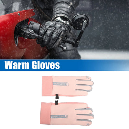 Pair Riding Warm Gloves Liners Pink for Motorcycle Cycling Skiing