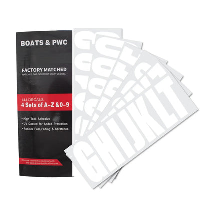 Boat Registration Letters & Numbers Decals Sticker Set A-Z & 0-9