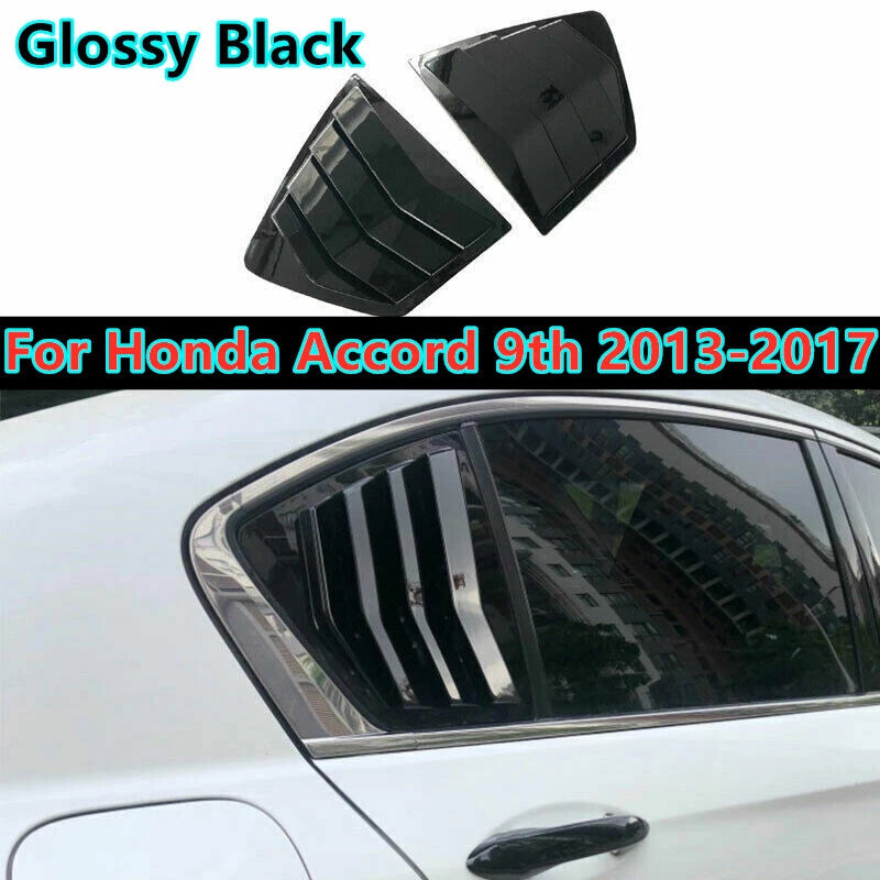 Glossy Black Rear Window Quarter Louver Cover 2pc for Honda Accord (2013–2017)