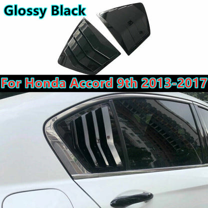 Glossy Black Rear Window Quarter Louver Cover 2pc for Honda Accord (2013–2017)