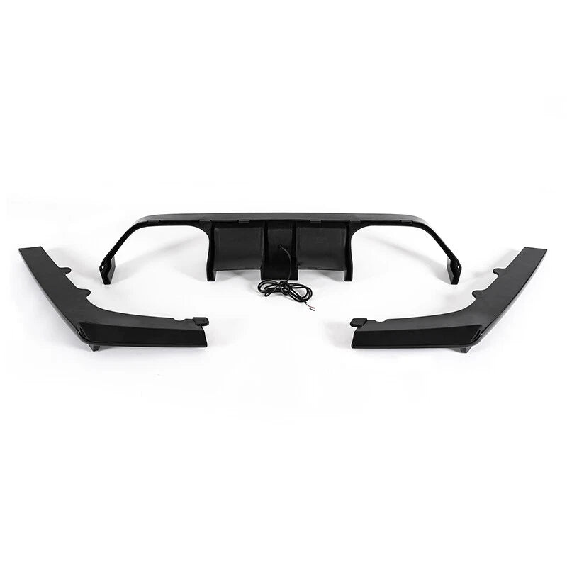 Glossy Black Rear Bumper Diffuser Lip with Lights for 2015-2020 BMW M3 M4