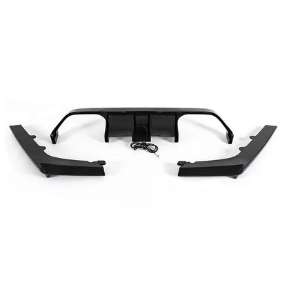Glossy Black Rear Bumper Diffuser Lip with Lights for 2015-2020 BMW M3 M4