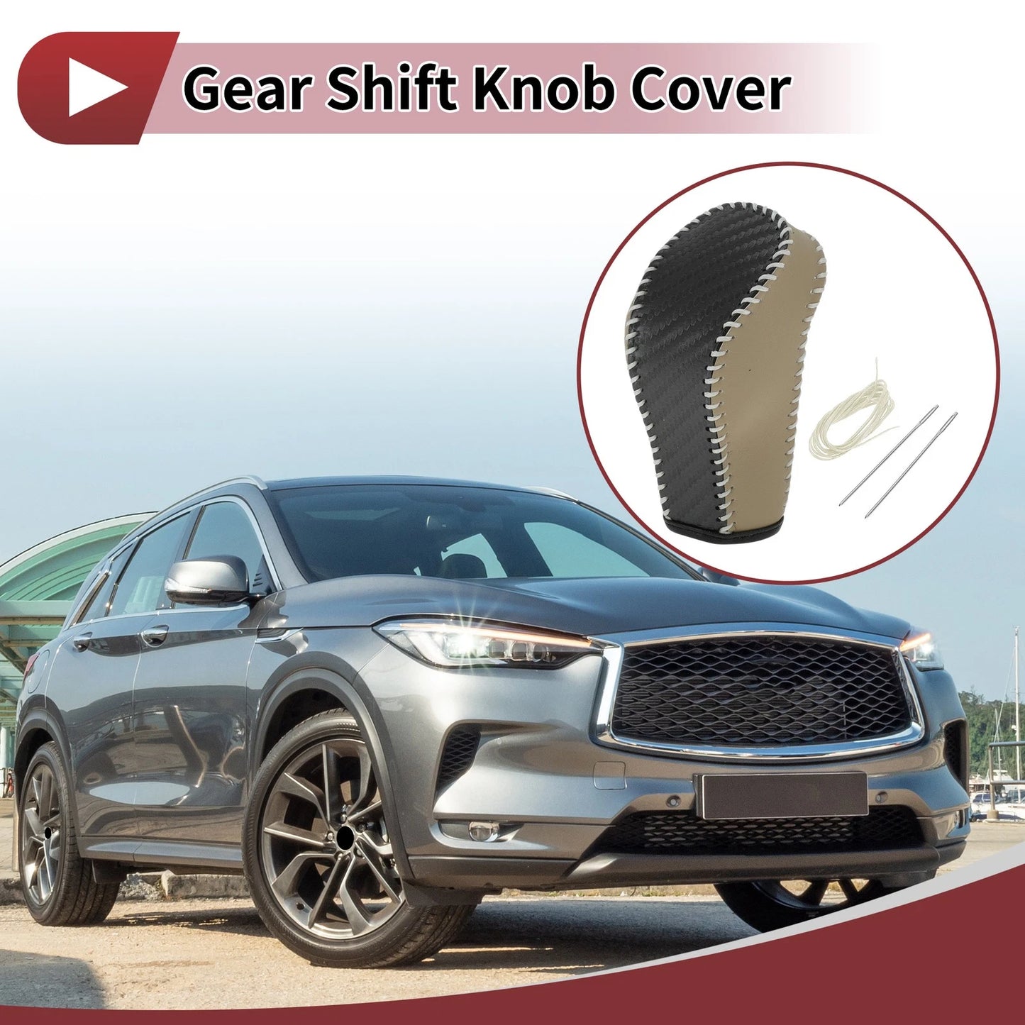 1 Pc Gear Shift Knob Cover for G25 Black Beige Faux Leather (2011-2012)