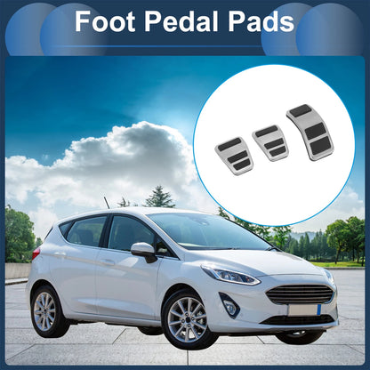 3 Pcs Foot Accelerator Pedal Covers for Ford Fiesta (2007-2012) Silver Tone