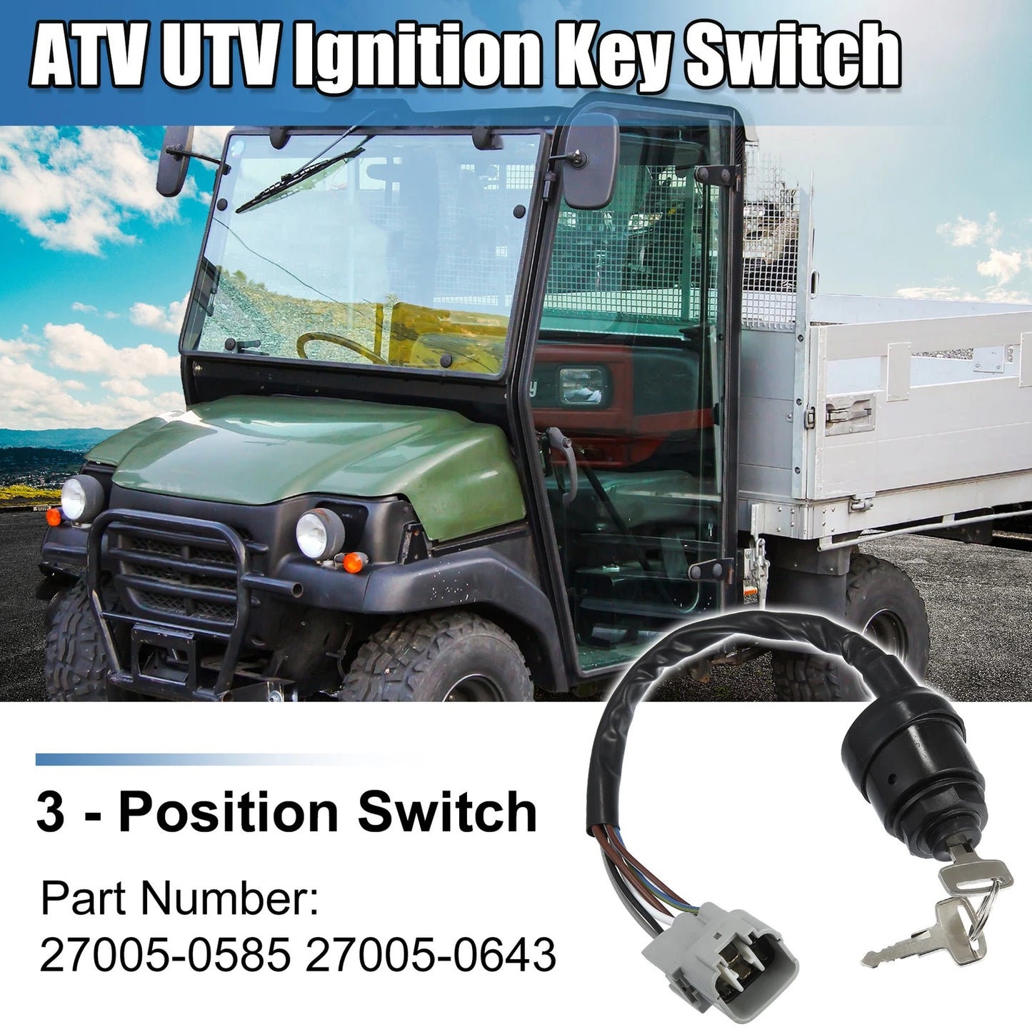 Ignition Key Switch for Kawasaki KAF 1000 Mule PRO DX