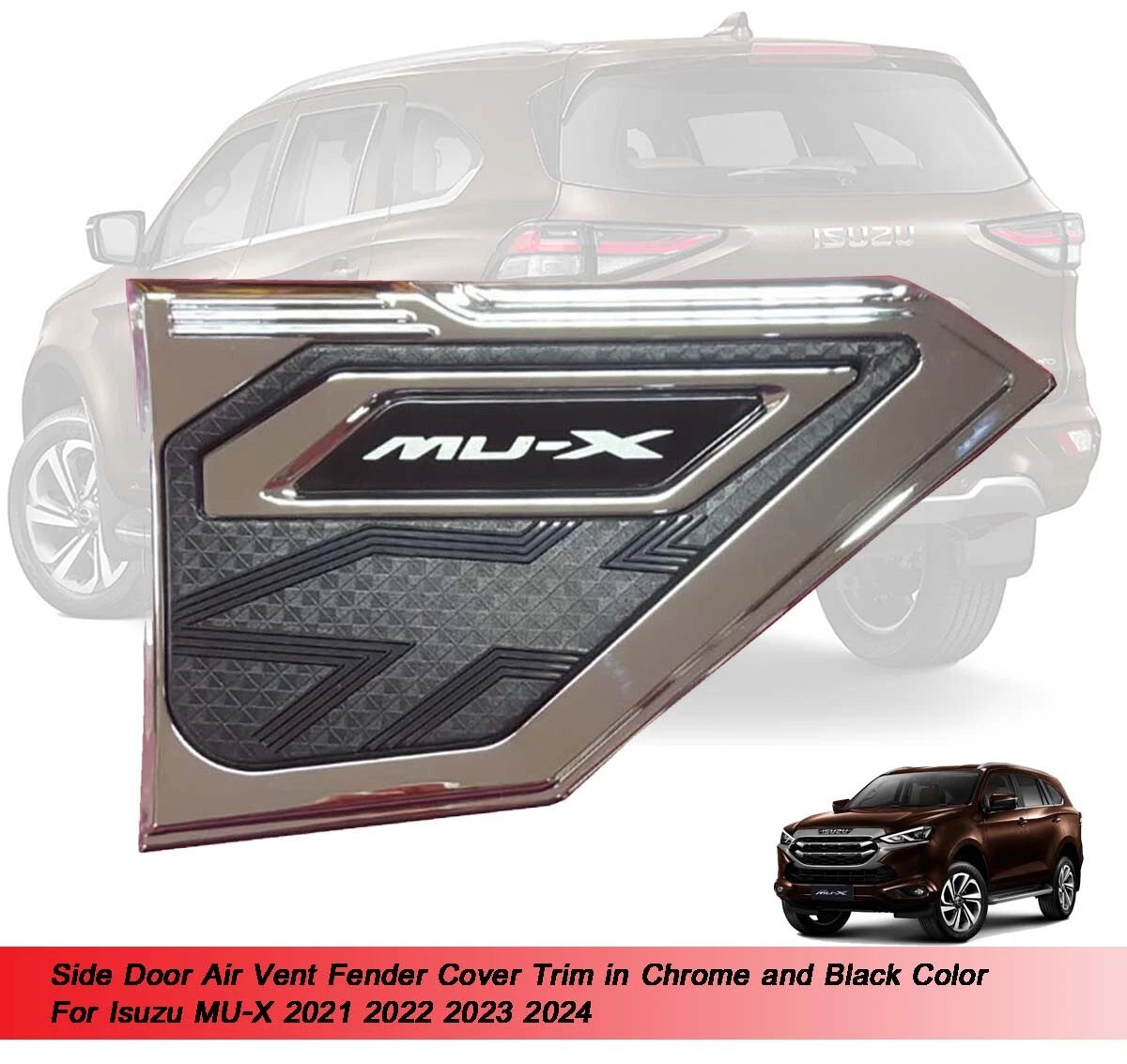 Chrome Side Door Air Vent Cover for Isuzu MU-X MUX (2021-2024)