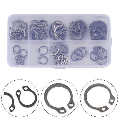 100pcs 304 SS External Circlip Ring Assortment 8-18mm for Universal