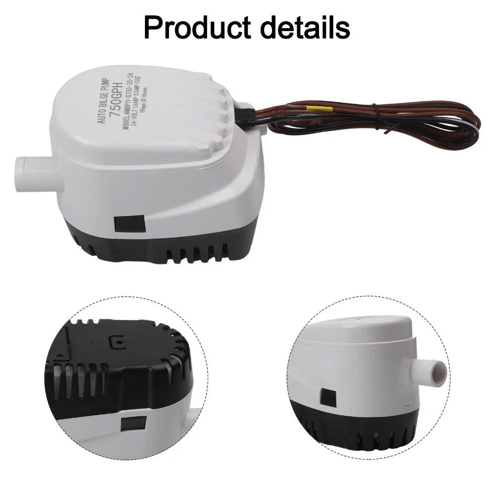 Automatic Bilge Pump 750GPH 12V/24V with Float Switch for Boats/RV
