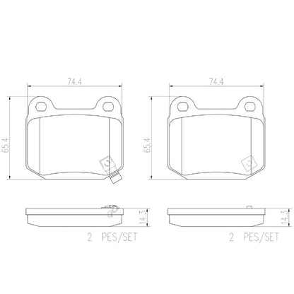 2 x Rear Brembo Brake Pad Set Fitting Kit for Mitsubishi EVO 10 (2007–2012)