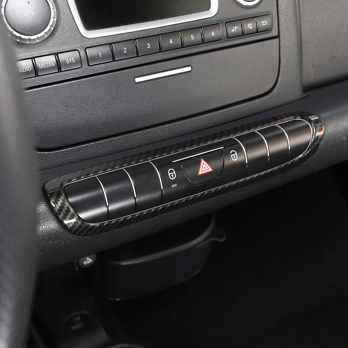 ABS Carbon Fiber Door Lock Switch Decor Frame for Smart Fortwo (2009-2015)