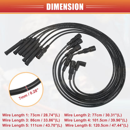 7 x Spark Plug Wire Ignition Coil Cables for BMW 3 Series (1986)
