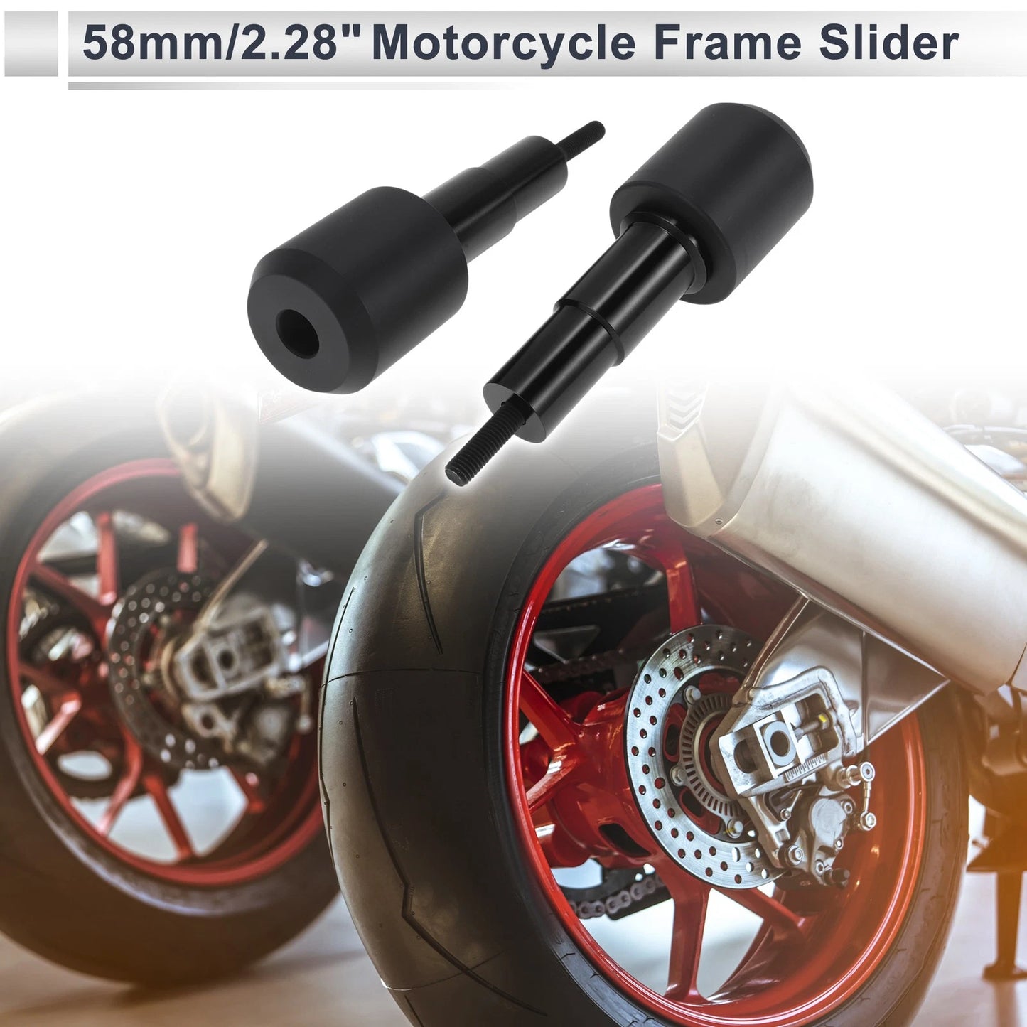 2 x 1.1" Aluminum Alloy Plastic Motorcycle Slider Frame Black for Motorcycles