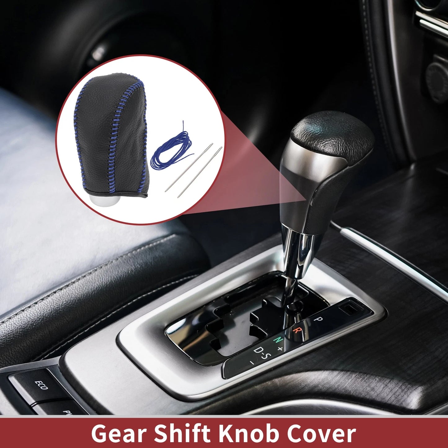 1 Pc Gear Shift Knob Cover for Subaru Forester (2014-2017) Pebbled Black Blue
