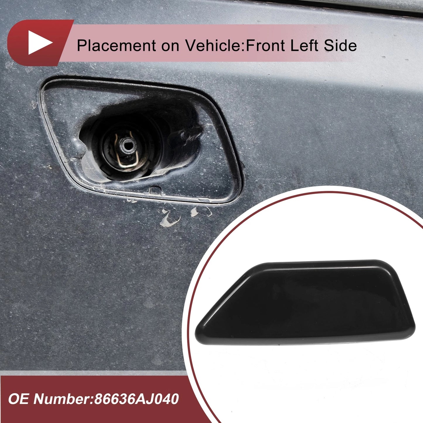 Front Left Washer Nozzle Cover for Subaru Legacy (2010-2014) Black