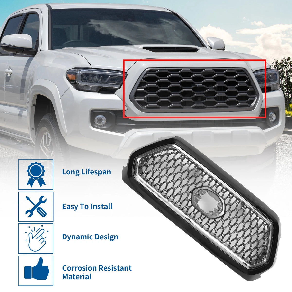 Front Hood Bumper Grille for Toyota Tacoma (2019–2020)
