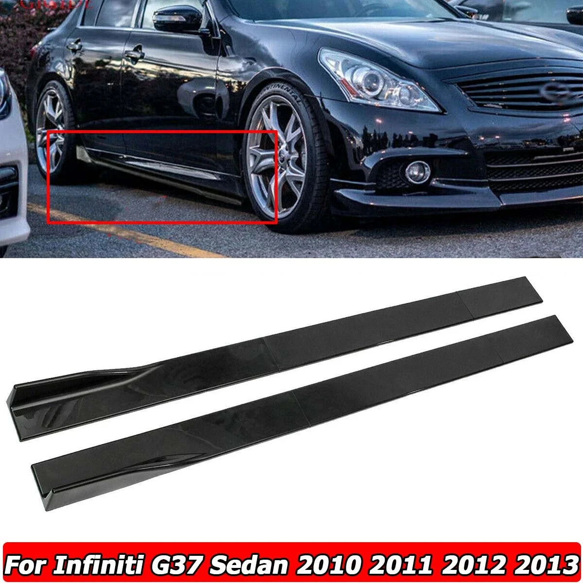 Gloss Black Side Skirts Extensions for Infiniti G37 Sedan Coupe (2008-2013)