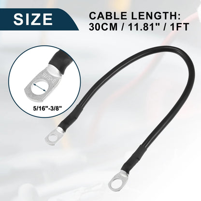 1ft Marine Battery Inverter Cable 8 AWG 5/16-3/8 in Battery Copper Wire Black