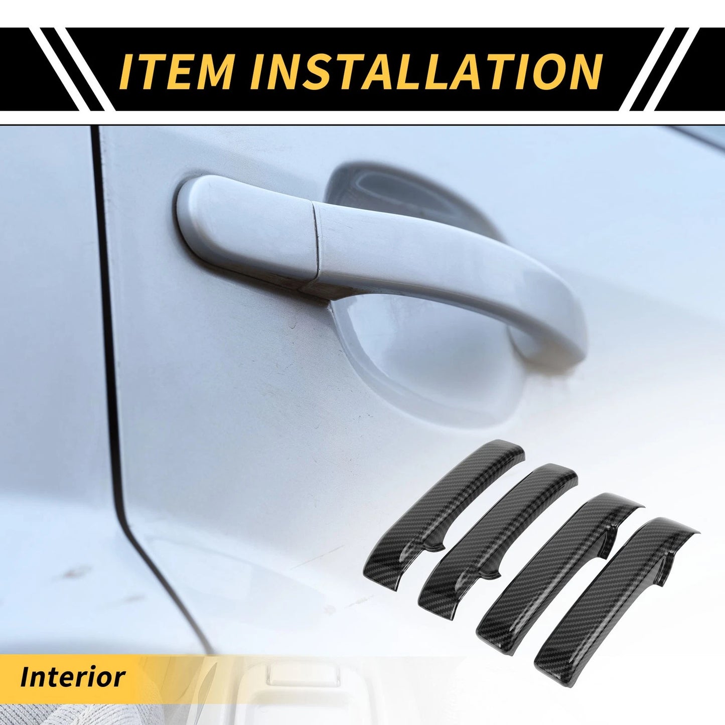 Set Carbon Fiber Pattern Door Handle Bezel Cover for Toyota Tundra (2014–2021)