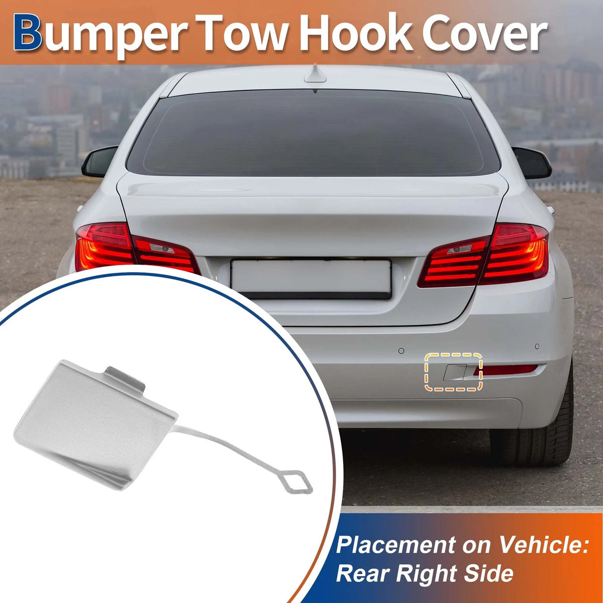 1 Pcs Rear Car Bumper Tow Hook Cover for BMW 5 Series Ice Silver