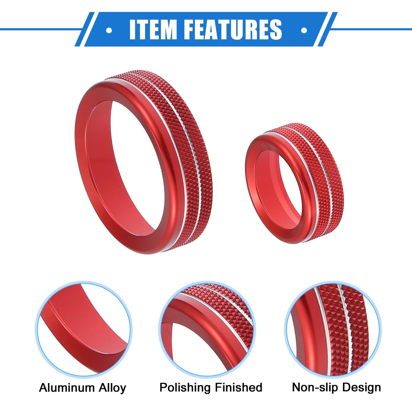 4 Pcs AC Climate Control Knob Rings for Ford Maverick (2022-2023) Red