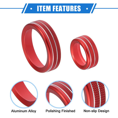 4 Pcs AC Climate Control Knob Rings for Ford Maverick (2022-2023) Red