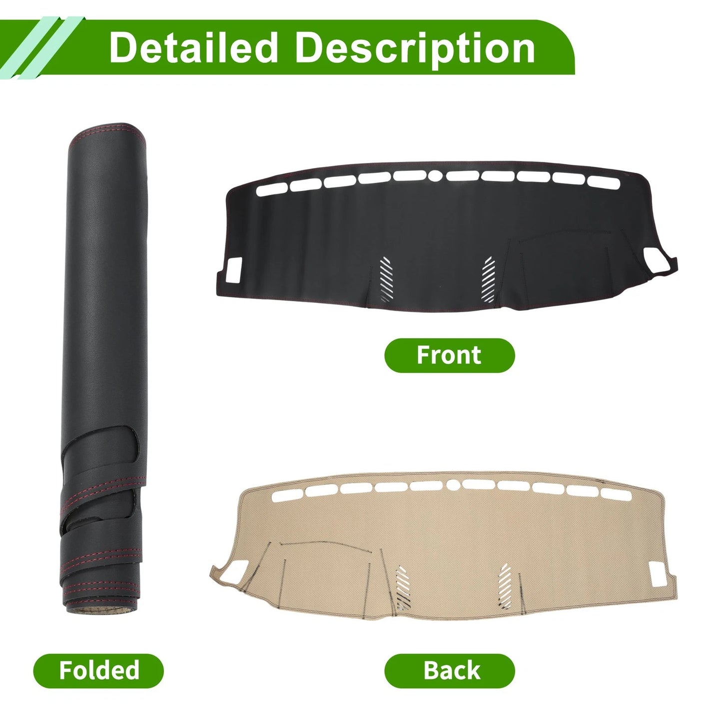 Dashboard Cover Mat for Ford Ranger 2018-2021 - Black Red Carpet