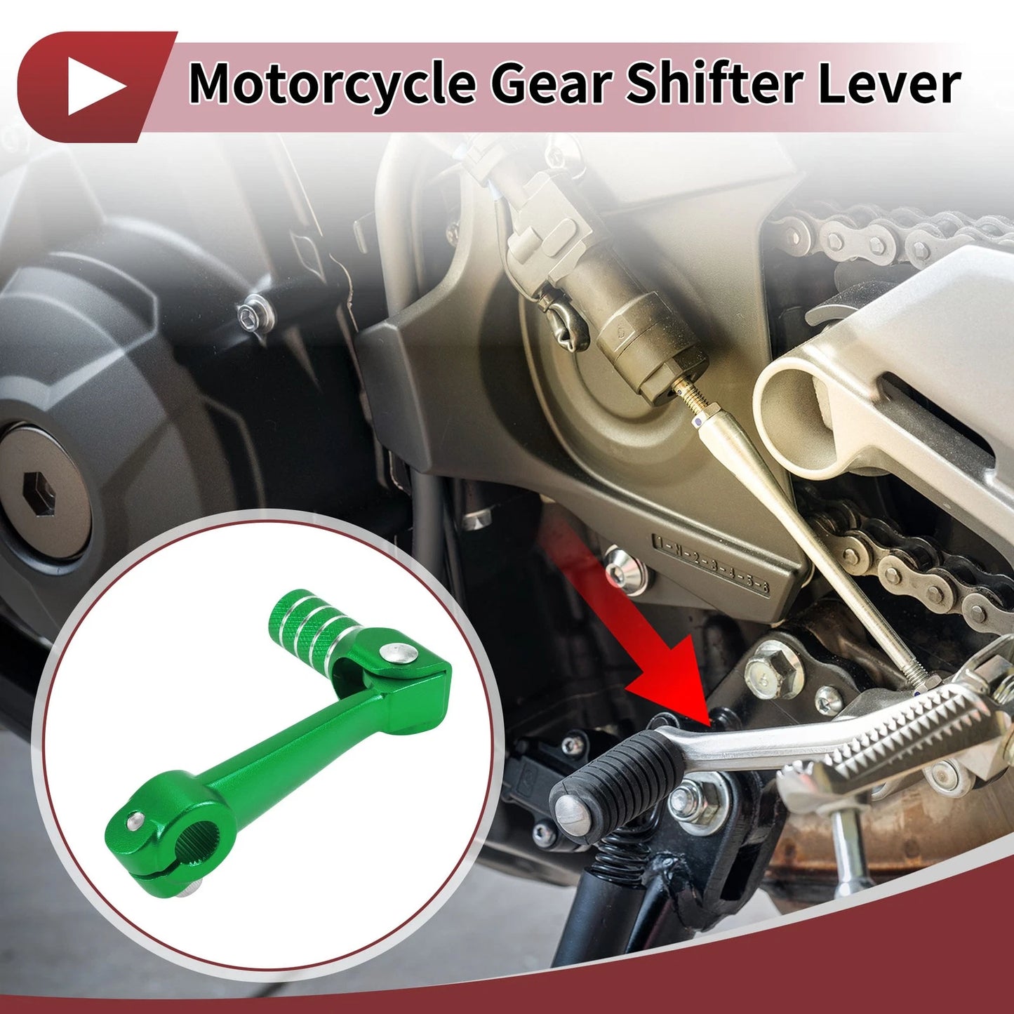 Folding Motorcycle Gear Shifter Lever for Bosuer M5 Green Head