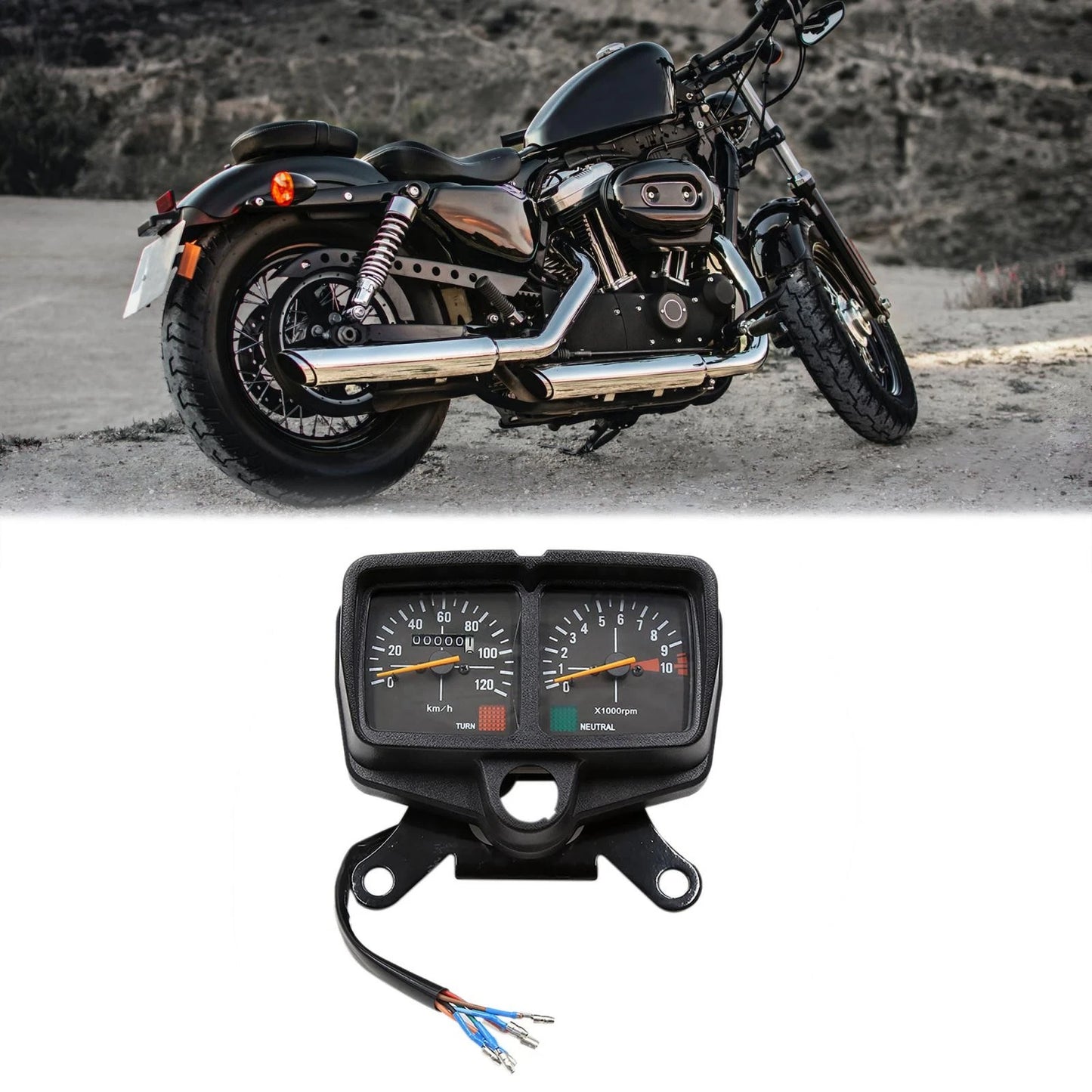 0-10000rpm Dual Digital Odometer Tachometer Speedometer Gauge for Honda CG125