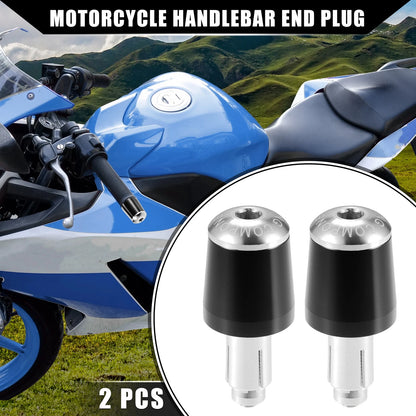 Motorcycle Handlebar End Plug Caps 7/8" for Honda Black Silver Tone