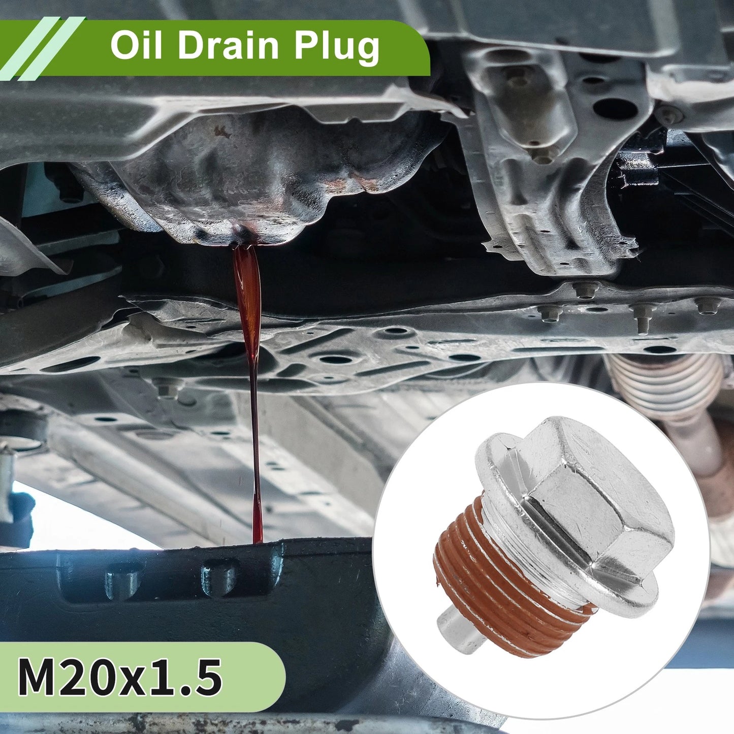 2 x Set M20x1.5 Copper Oil Drain Plug With Gasket for Car/Motorcycle Silver Red
