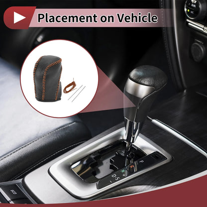 Car Gear Shift Knob Cover for Honda Fit (2021-2023) Brown Faux Leather