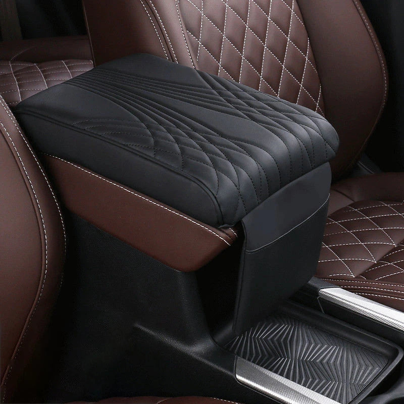 Black Car Center Console Armrest Foam Cushion Cover Mat Protector Trim
