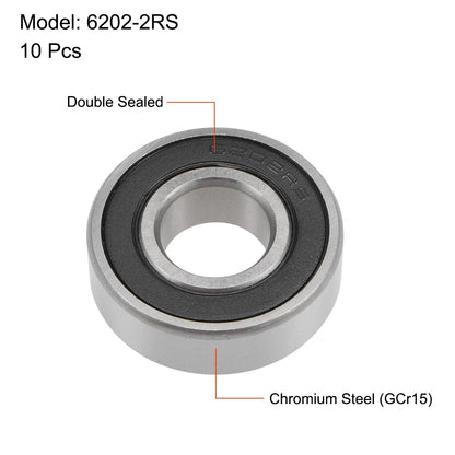 Deep Groove Ball Bearing 15x35x11mm 10pcs for Chrome Steel P6