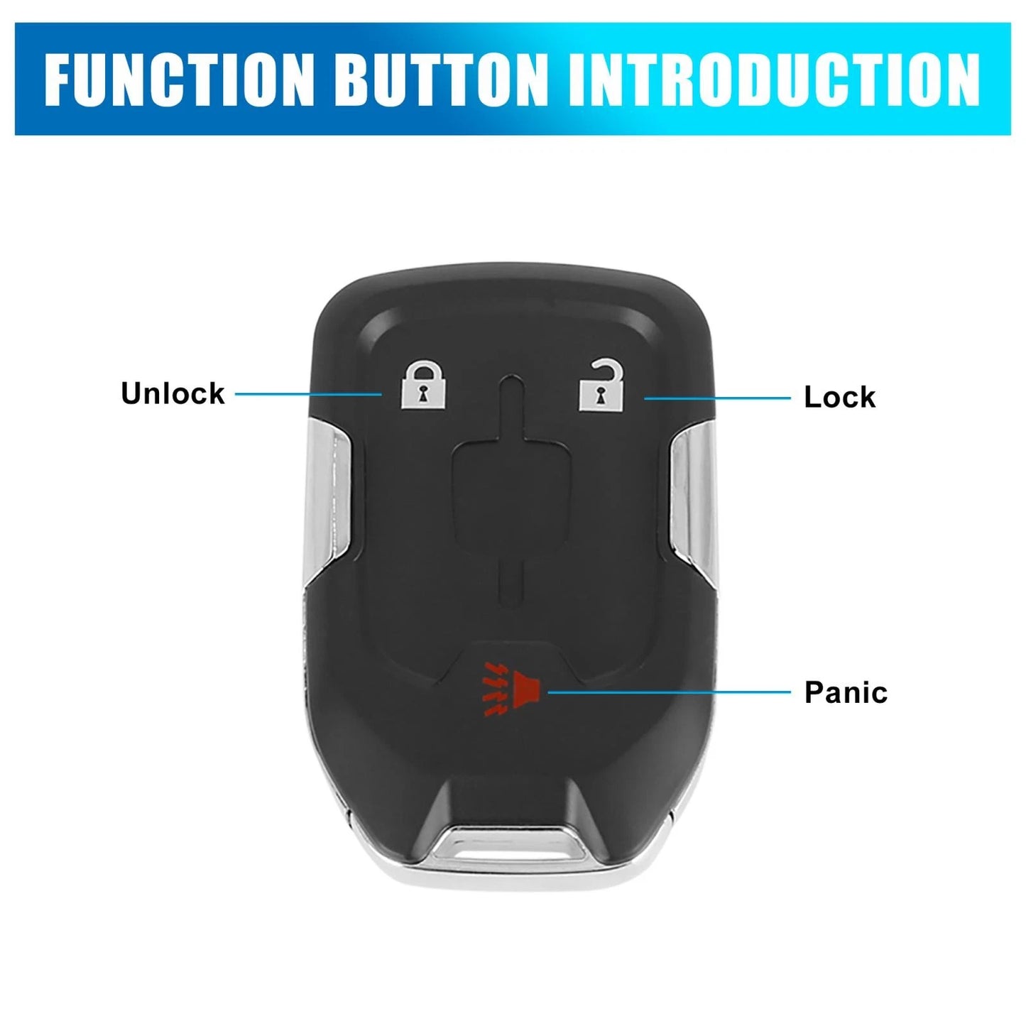 Car Key Fob Shell Case 3-Button Black for GMC Terrain (2018-2019)