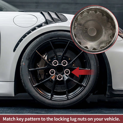 Wheel Lock Lug Nut 15 Teeth Anti-theft Key Socket for Porsche Cayenne