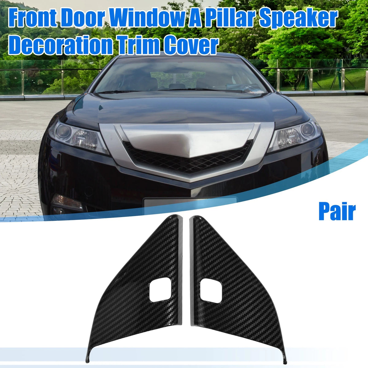 Carbon Fiber Front Door Window A-Pillar Speaker Trim for Acura TLX
