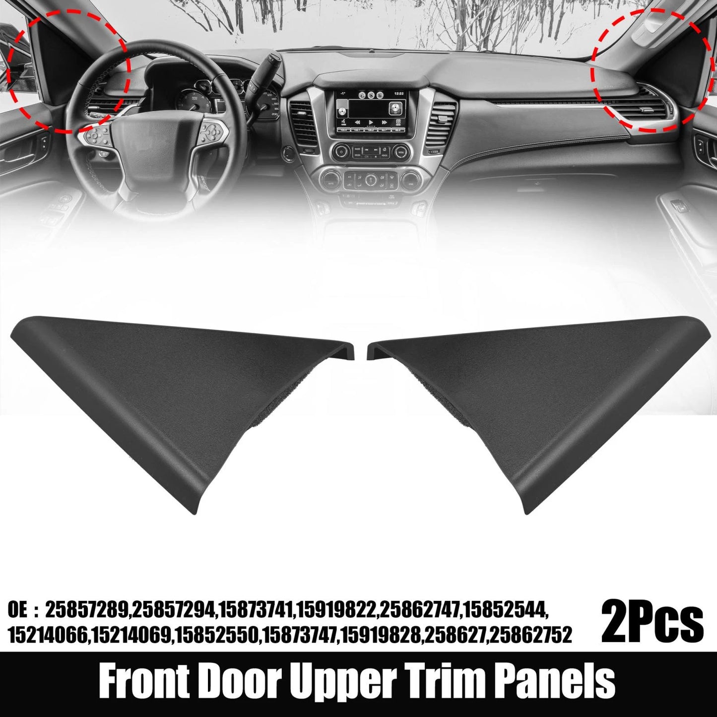 Front Door Upper Trim Panel Left Right for Chevy Silverado & GMC Sierra