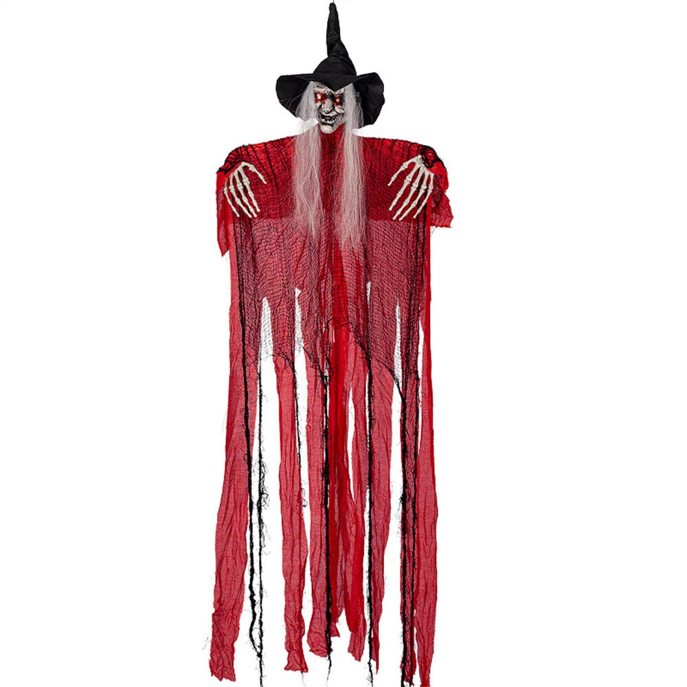 Hanging Ghost Decoration with Red Light Eyes for Halloween Witch Horror