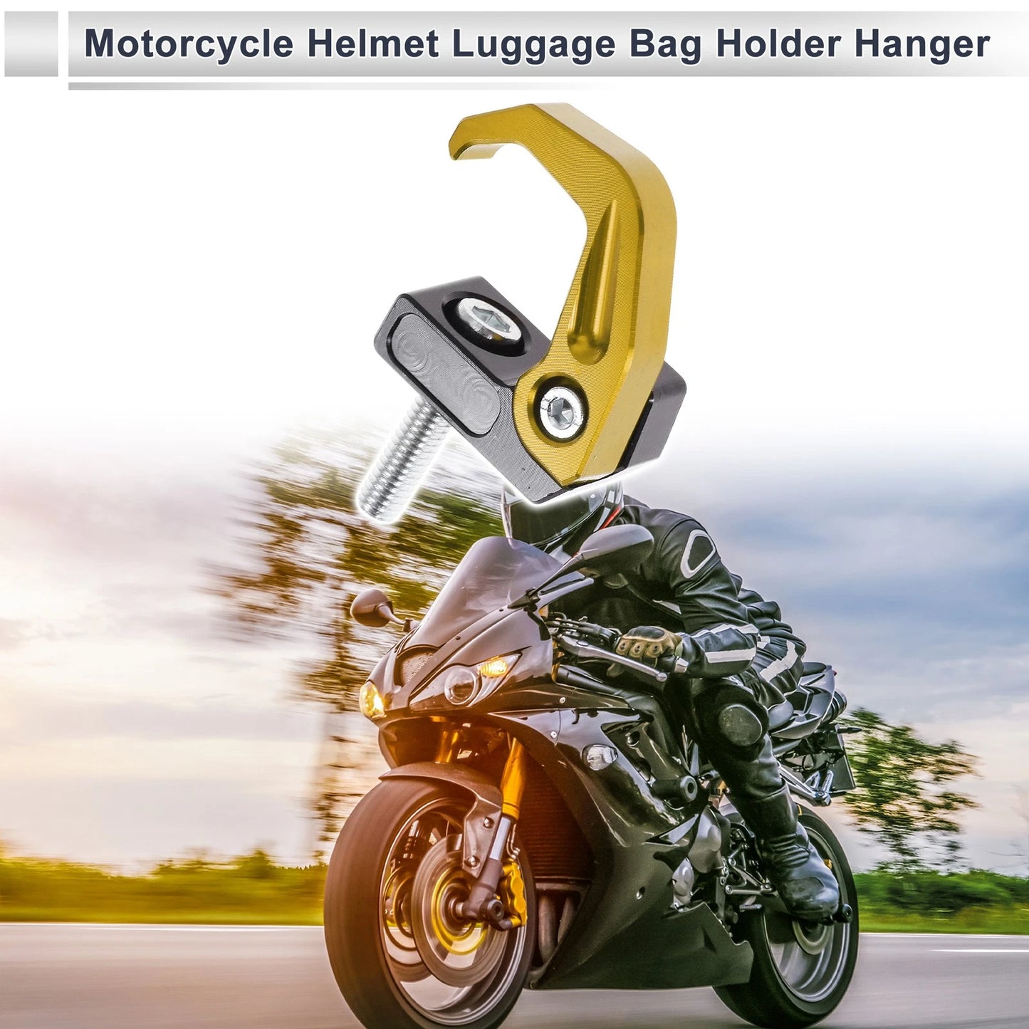 Square W/ Slot Motorcycle Hanging Hook / 1 Set / Gold Tone Black 42mm