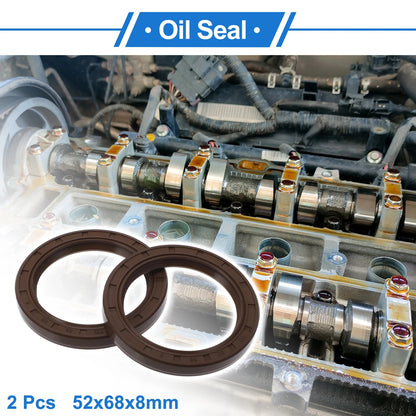 Oil Seal 2 x 52x68x8mm Brown FKM Rubber Seal Ring
